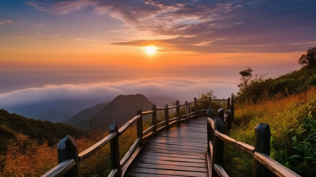 Sunrise at Doi Pha Tang in Chiangrai, Thailandの素材