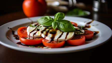 Caprese salad with tomatoes, mozzarella cheese and basilの素材