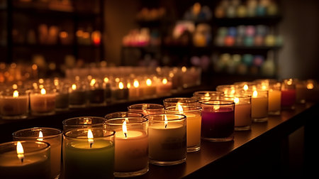Candles in a church, shallow depth of field. Selective focus.の素材