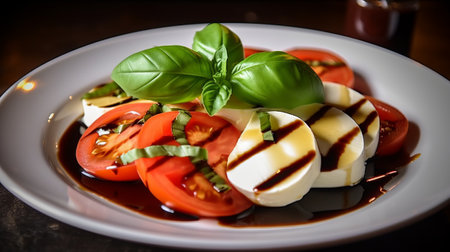 Caprese salad with tomato, mozzarella cheese and basilの素材