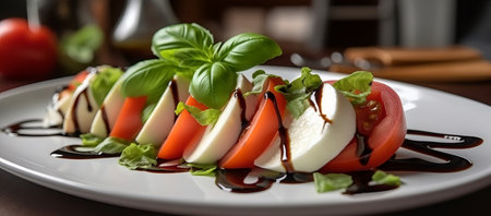 Caprese salad with tomatoes, mozzarella cheese and basilの素材