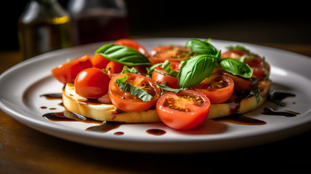 Caprese salad with cherry tomatoes, mozzarella and basilの素材
