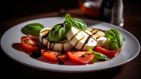 Caprese salad with mozzarella cheese, tomatoes and basilの素材