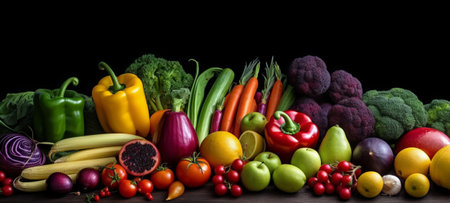 Composition with variety of raw organic fruits and vegetables. Balanced dietの素材