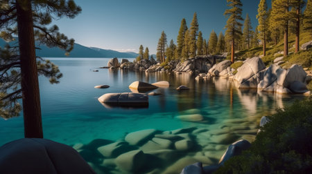 Lake Tahoe in Sierra Nevada, California, United States of Americaの素材