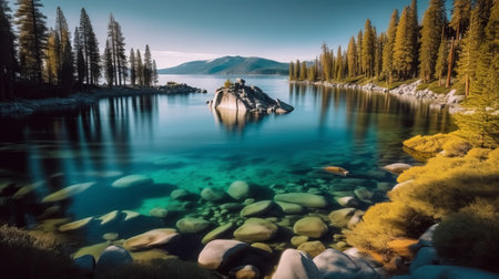 Lake Tahoe, Sierra Nevada, California, United States of Americaの素材