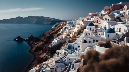 White architecture on Santorini island, Greece. Beautiful landscape.の素材