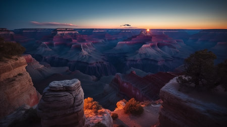 View of the Grand Canyon at sunset, Arizona, United States.の素材