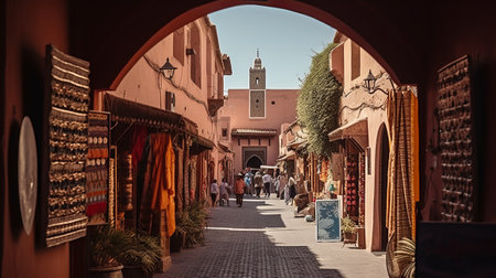 street in Marrakesh circa September 2014 in Marrakesh.の素材