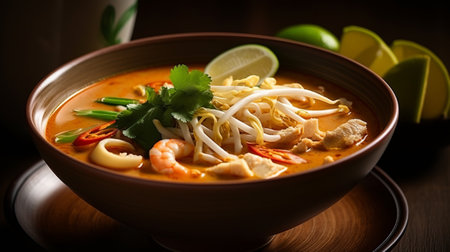 Tom Yum Goong, Thai spicy noodle soup with shrimpの素材