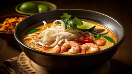 Tom Yum Goong, Thai spicy soup with shrimp and coconut milkの素材