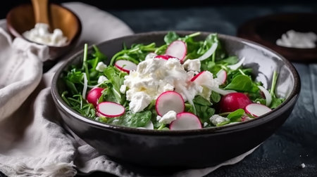 Healthy salad with radish, arugula and feta cheeseの素材