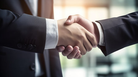 Handshake of business people in modern office. Successful deal.の素材
