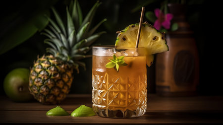 Pina Colada Cocktail with Pineapple and Pineapple Juiceの素材