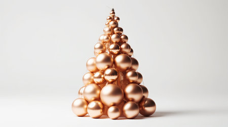 Christmas tree made of golden balls on white background. 3d illustrationの素材