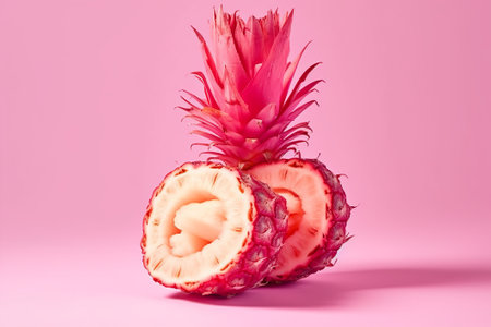 Pineapple on a pink background. Minimal creative concept.の素材