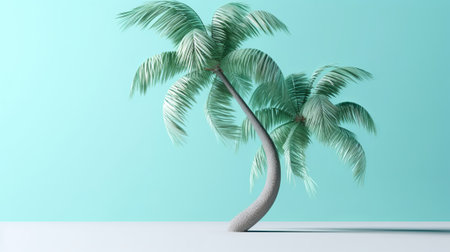 3D render of palm tree on pastel background. Summer concept.の素材