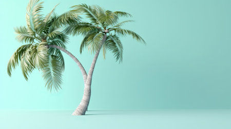 Coconut palm tree on pastel background. 3D renderの素材