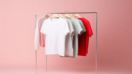 Clothes on a hanger on a pink background. 3d renderingの素材