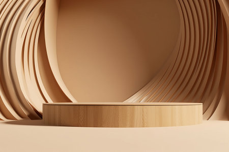 3d render of abstract geometric forms, podium for product display.の素材