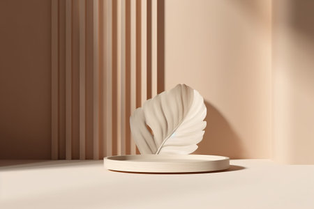 3d render, abstract minimal geometric forms. Glossy luxury podium for your design. Podium for show product.の素材