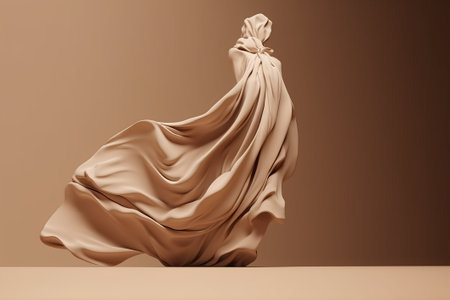 Wedding dress on a brown background. 3d rendering.の素材