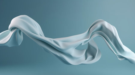 Abstract background of blue wavy silk or satin. 3d rendering image.の素材