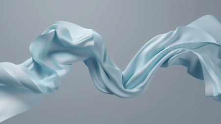 Abstract background of blue wavy silk or satin. 3d rendering image.の素材