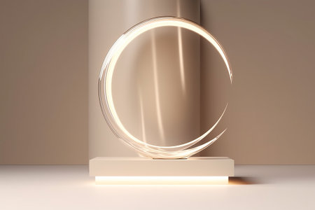 Abstract scene podium for mock up presentation in minimalism style with neon light. 3d renderの素材