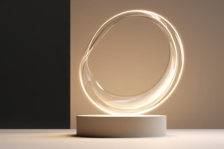 3d render, abstract geometric forms, podium for your design, minimal scene.の素材
