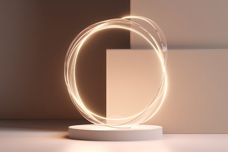 3d rendering of abstract geometric forms, podium for display your products.の素材