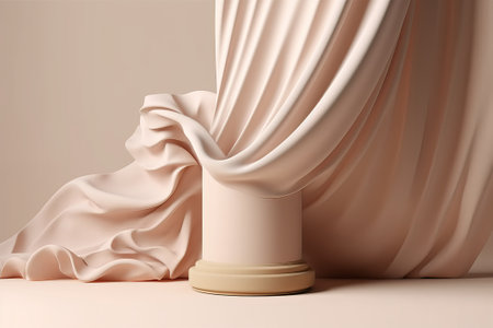 3d render of podium with drapery fabric on the floorの素材