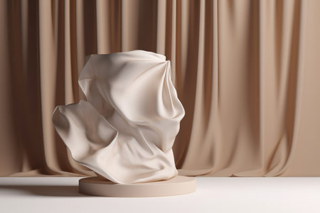 3d render, abstract background with podium and drapery fabricの素材