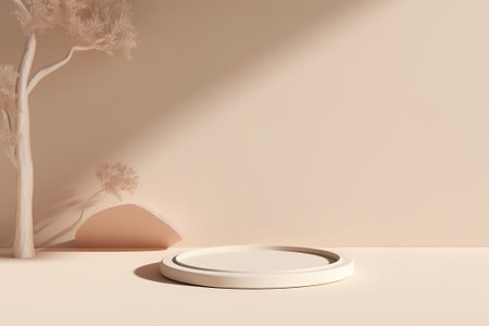 3d rendering of minimal geometric forms. Glossy podium for product presentation.の素材