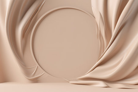 3d render, abstract background with wavy folds of beige clothの素材