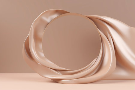 3d render, abstract background with wavy satin fabric, silk or satin waves.の素材
