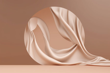 3d render, abstract background with wavy satin fabric.の素材