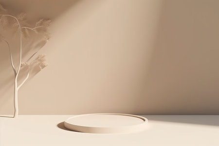 3d render of minimal geometric forms, podium for product presentation.の素材