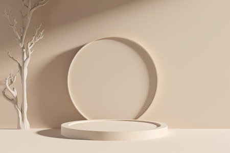 Abstract minimal scene with round podium for product presentation. 3d renderの素材
