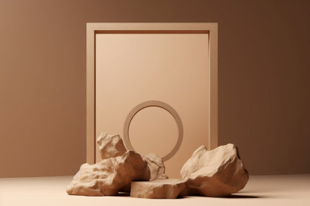 3d render of blank product display podium with primitive geometrical forms.の素材