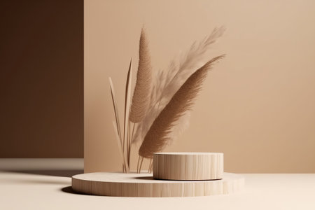 3d render of podium for product display. Abstract minimal scene with geometric forms.の素材