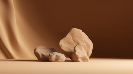 3d rendering of a pair of ballet shoes on a brown backgroundの素材