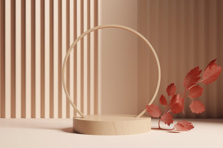 3d render of minimal geometric forms, podium for product display.の素材