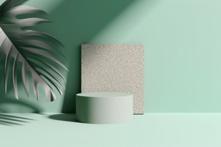 3d render of minimal geometric forms, podium for product presentation.の素材