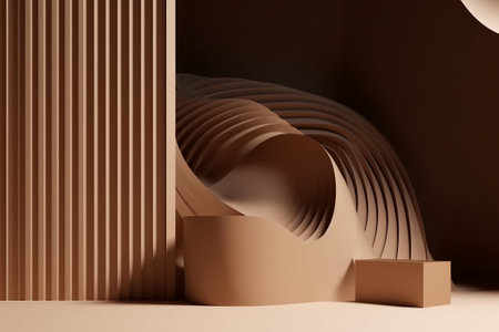 3d rendering of minimal geometric forms, podium for product display. Abstract background.の素材