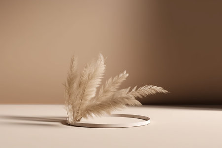 Pampas grass on a beige background. 3d renderingの素材