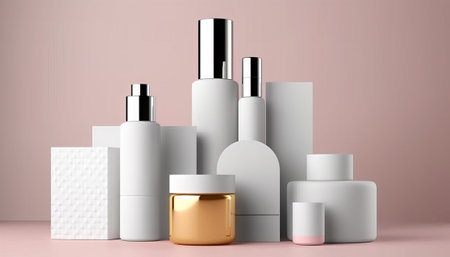 3d render of cosmetic bottle mockup with blank label. Beauty product conceptの素材