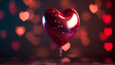 Valentine's Day heart shaped balloon with bokeh backgroundの素材