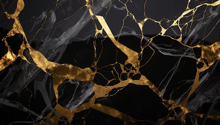 Black and gold marble texture background pattern with high resolution for interior or exterior design.の素材