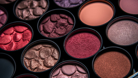 Makeup eyeshadow palette close-up. Cosmetic background.の素材